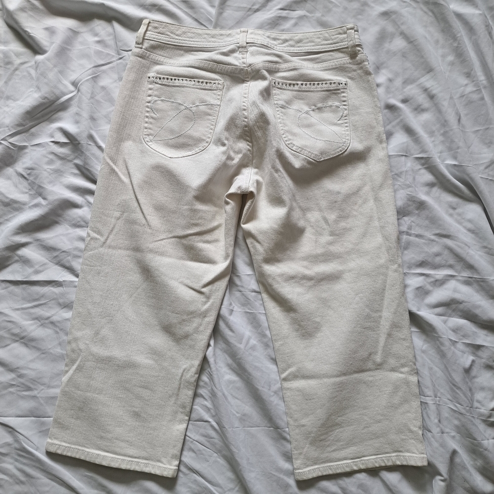 Chico's | White rhinestone details women's Capri jeans size 1 - Picture 9 of 14